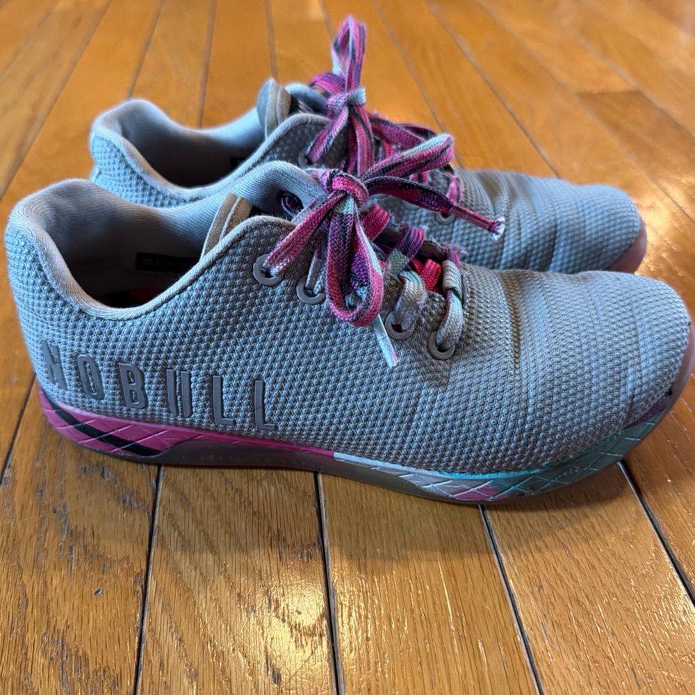 Nobull Outwork Superfabric Sneakers Mens 5.5 Womens 7 Gray Pink Gym Tennis Shoes
